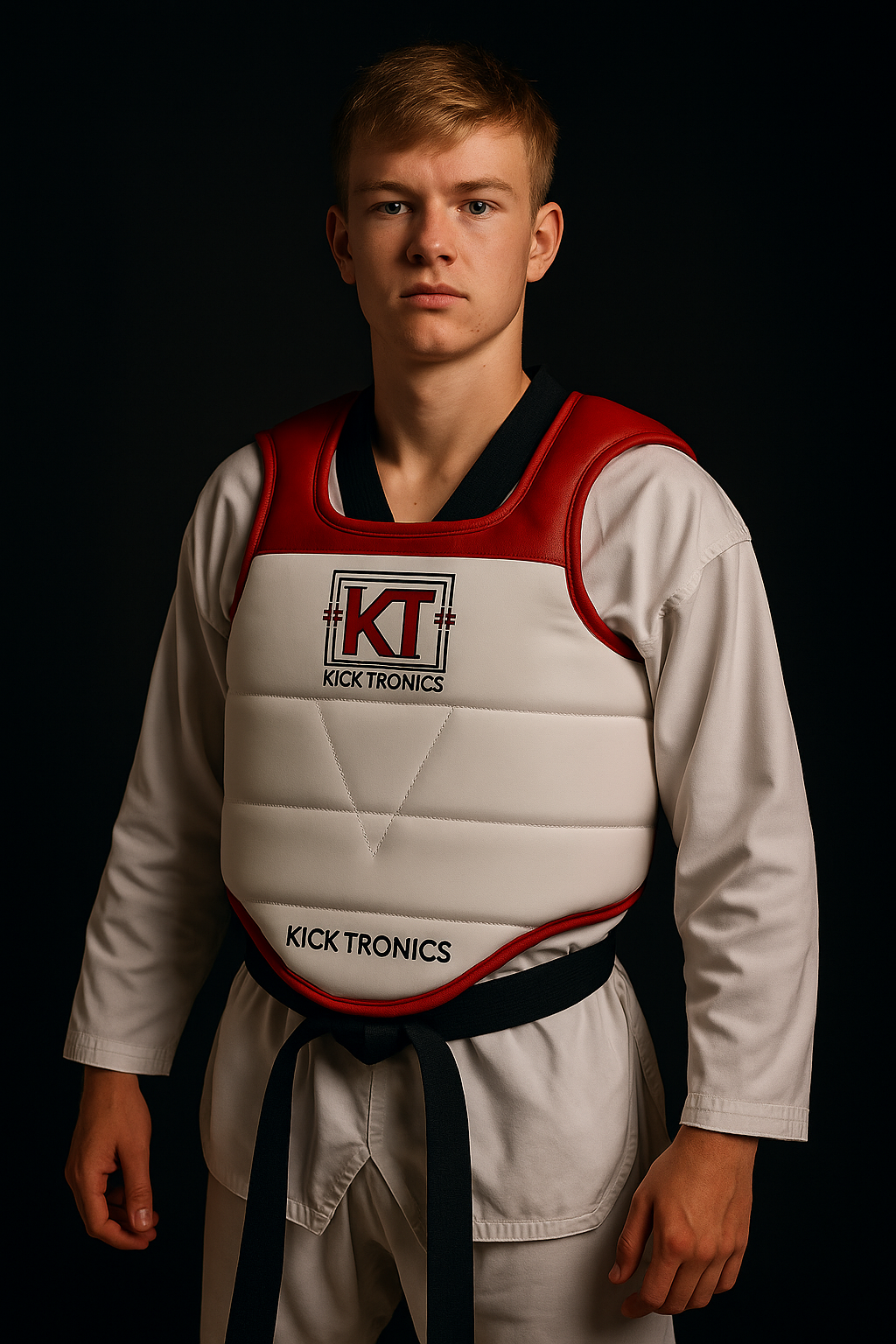 PowerChest Kicktronics, llevado de frente por un deportista