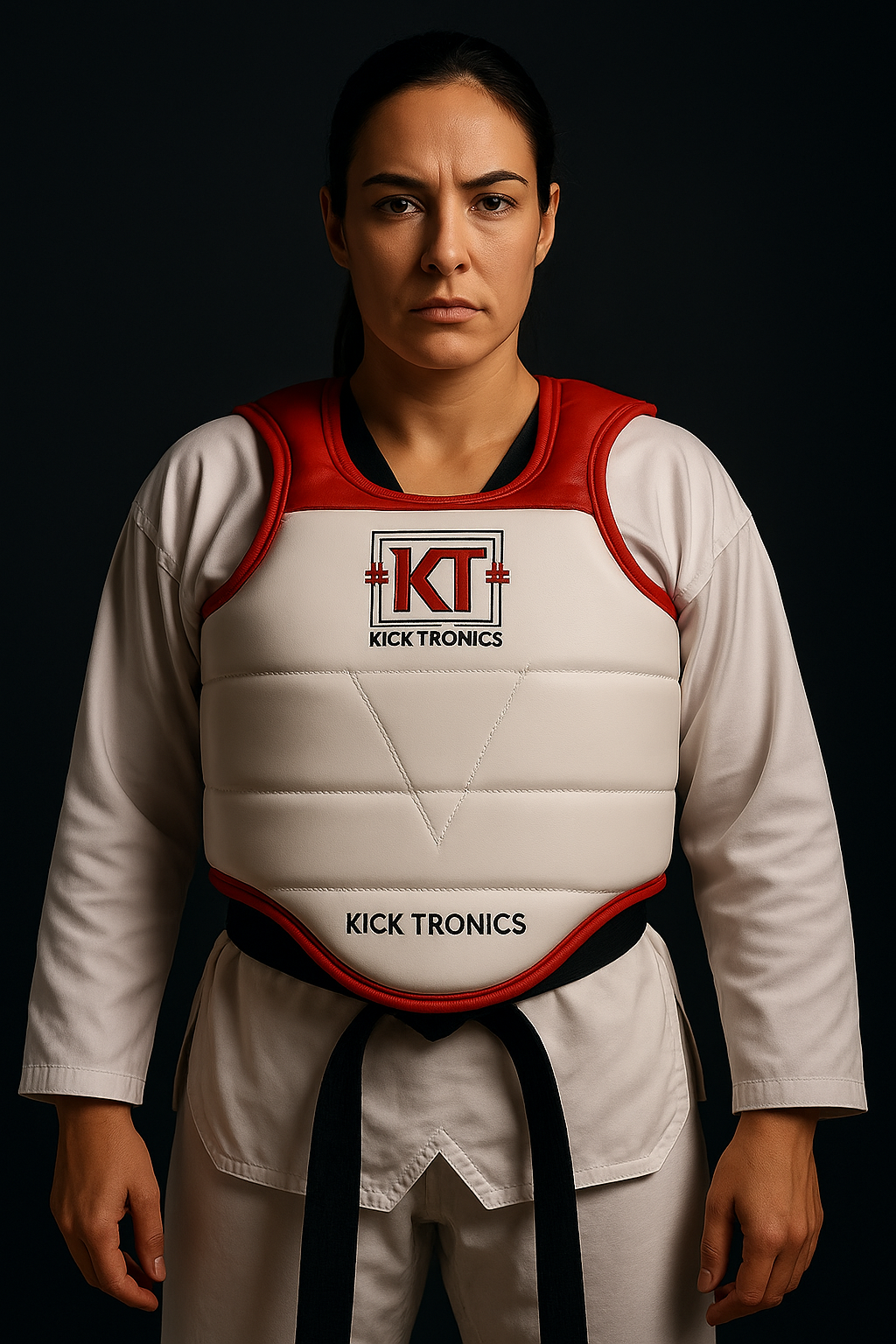 PowerChest Kicktronics, llevado de frente por una deportista
